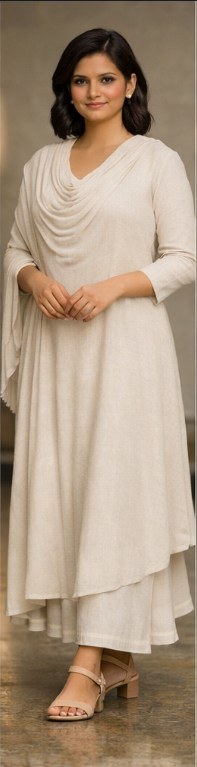 Sample attire: ethnic formal wear with draped shawl