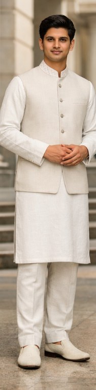 Sample attire: Nehru jacket over kurta with trousers