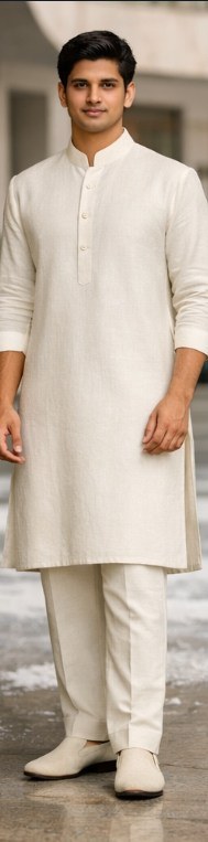 Sample attire: plain kurta with straight trousers