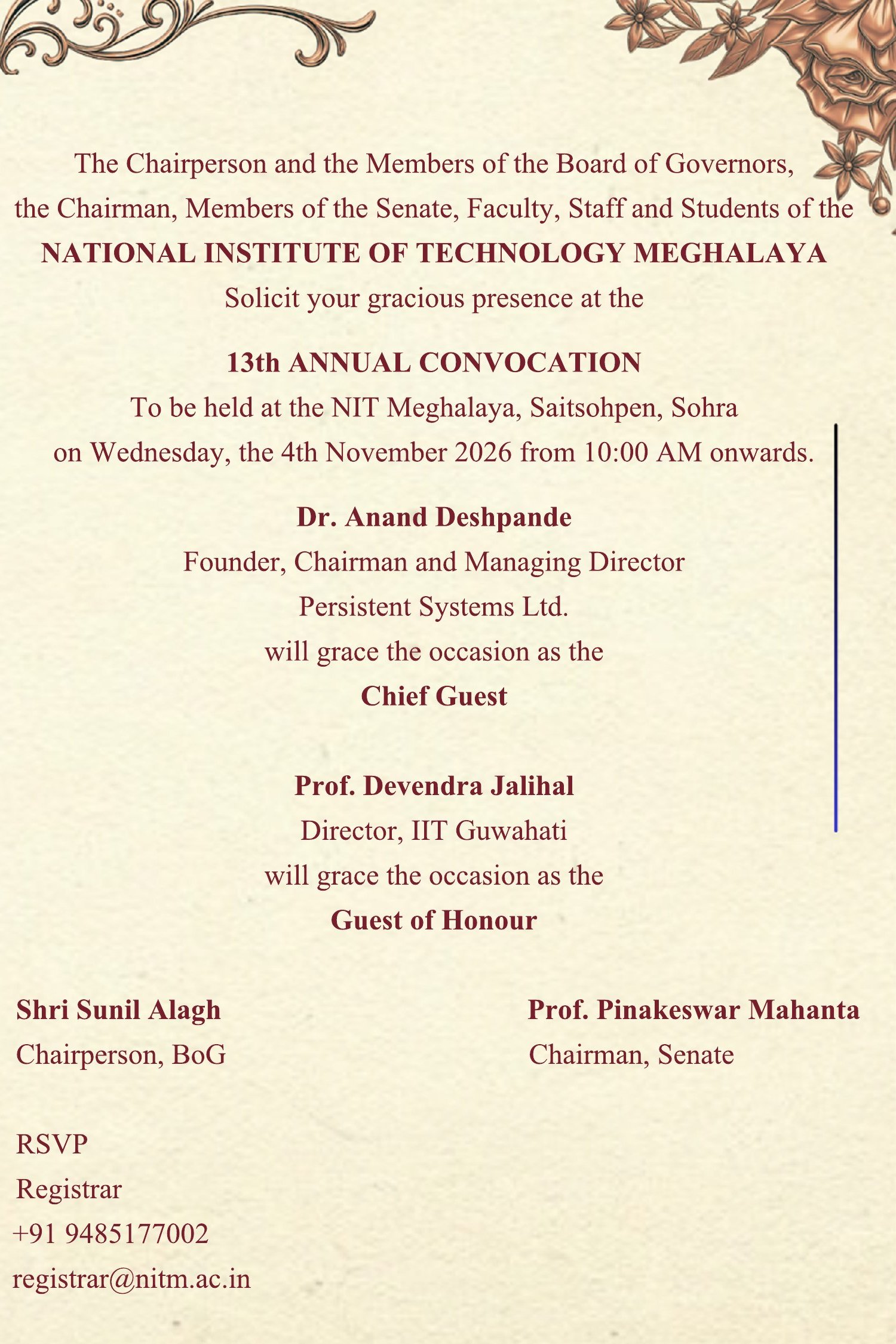 Invitation card, English text