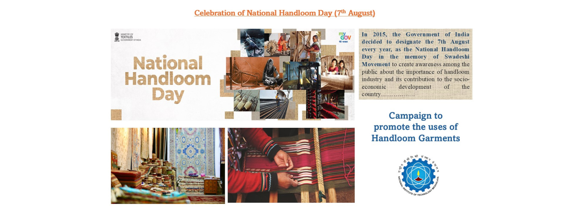 celebration of National Handloom Day (7th August)
